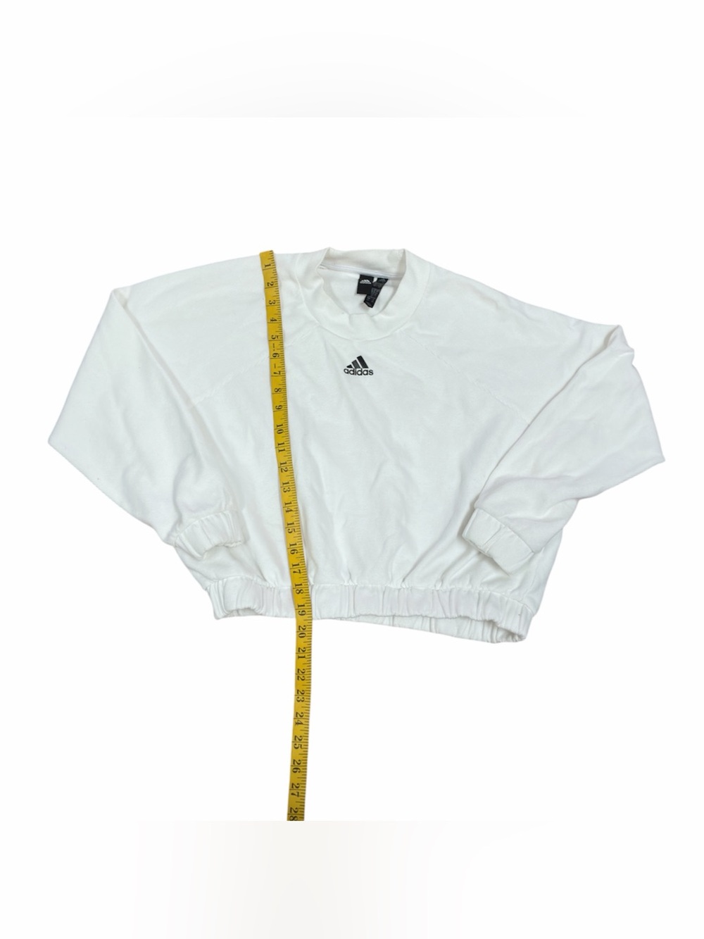 adidas White Women's Cropped Crewneck Sweatshirt with Logo - Picture 3 of 11